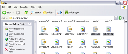 usbstor.inf and usbstor.png files in windows inf folder