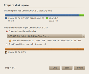 prepare disk space