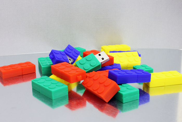 Lego shaped USB drives multi colored.